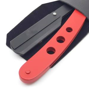 Navaja de Afeitar Clásica para Hombre, Estilo Barbero, para una Sola Axila, de Acero Inoxidable, Cuchilla Recta, Duradera, Certificada ISO9001, Negra y Roja - Product Image 4