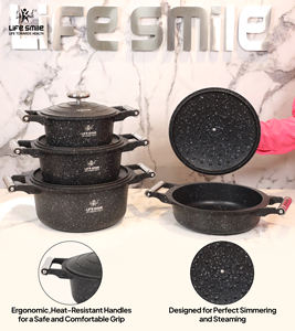 ชุดเครื่องครัวไทเทเนียมแกรนิตเคลือบกันติดอย่างดี พร้อมด้ามจับสแตนเลส ฝาปิดโลหะประหยัดพลังงาน ฐานรองรับการใช้งานกับเตาแม่เหล็กไฟฟ้า - Product Image 4