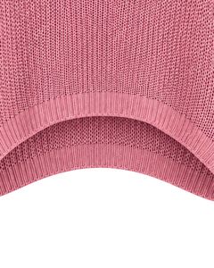 Suéter corto de punto oversize rosa para mujer, holgado, con diseño calado, estilo casual, manga ancha, top de moda. - Product Image 5