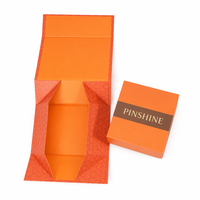Boîte pliante en carton rigide orange pour cadeaux de Noël, huiles essentielles, parfums, soins de la peau, commande en gros avec logo personnalisé