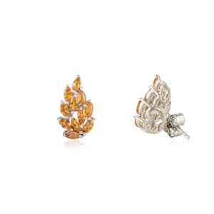 Nouvelles boucles d'oreilles en argent S925 au design exquis en forme de feuille brillante, taille marquise, pierre précieuse citrine 100% authentique, bijoux fins - Product Image 5