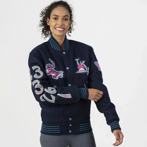 Chaqueta Varsity Personalizada al por Mayor para Mujer, Chaqueta Bomber de Béisbol Universitaria de Primera Calidad, Ropa Casual Urbana OEM - Product Image 4