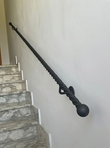 Cast Iron Twisted Rope Stair Handrail Wall Mounted Industrial Style Rust Resistant For Staircase - Product Image 2
