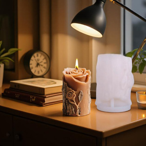 Dumo Rose Flower Pile Candle Molde de silicona para la producción de bricolaje del Día de San Valentín Aromaterapia Joyería Decoración Molde Columna - Product Image 4