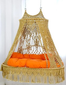 Columpio Doble de Macramé, Silla Hamaca Marrón de Lujo, Silla Colgante - Product Image 2