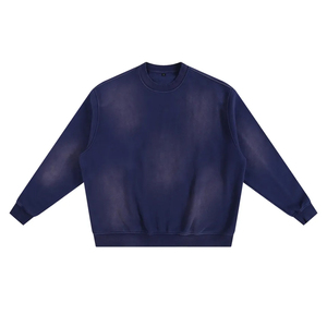 Sweat-shirt à col rond délavé à l'acide pour hommes et femmes, style oversize vintage streetwear, fournisseur de logos personnalisés, 100% coton, printemps - Product Image 1