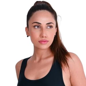 Soutien-gorge de sport noir pour femme, débardeur court athlétique dos nageur avec bande dorée, sans manches, pour entraînement, yoga, fitness et tenue de sport - Product Image 2
