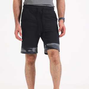 Shorts Bermuda Homme Noir Uni avec Logo Écologique à l'Avant, Taille à Cordon, Séchage Rapide, Décontracté, Tricoté, 100% Coton - Product Image 5