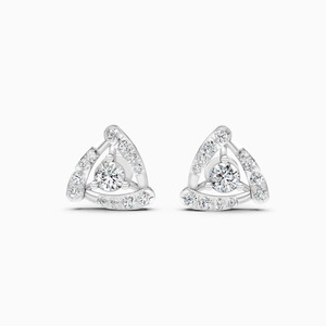 Exclusivos Pendientes de Diamantes con Halo Triangular con Diamante Cultivado en Laboratorio de 0.65 Ct |   En oro amarillo, blanco y rosa de 9 quilates - Product Image 2