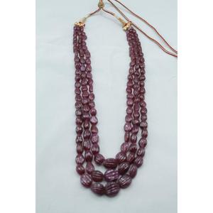 <b>Ruby</b> Oval Beads 3 Strand <b>Necklace</b> Stone Jewelry Red Color For <b>Necklace</b> Making - Product Image 5