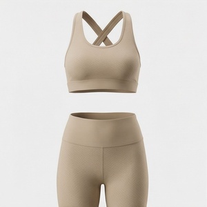 Ensemble de yoga deux pièces sans couture en nylon et élasthanne pour femme, taille haute, respirant, grandes tailles, avec logo personnalisé, marque privée - Product Image 1