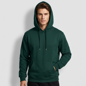 Sudadera con Capucha de Forro Polar para Hombre, Color Sólido, Corte Regular, con Bolsillo, Informal, para Otoño e Invierno, Verde, con Estampado Digital, Anti-Pilling - Product Image 1