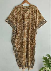 New Arrival Women's Solid Long Floor-Length <b>Kaftan</b> Dress Floral Printed Cotton Cover-Up Woven Sweet Free Size for Vacations - Product Image 3
