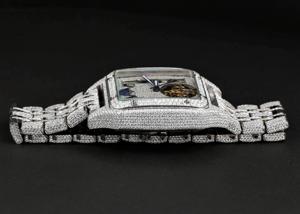 Reloj de Pulsera Cuadrado de Moissanita para Hombre, Fase Lunar, Números Romanos, Acero Inoxidable, Lujo - Product Image 3