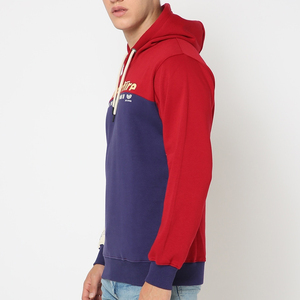 Sweat-shirt à capuche pour homme, rouge et bleu marine, avec imprimé sur le devant, coupe classique, en polaire, décontracté, pour l'automne - Product Image 1