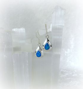 Blue <b>Opal</b> <b>Earrings</b> Sterling Silver Sparkly Flash <b>Opal</b> <b>Earrings</b> October Birthstone Jewelry Elegant Gift For Her - Product Image 6
