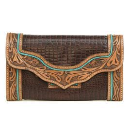 Cartera Elegante para Mujer con Solapa, Organizador Multibolsillos, Bolso de Mano, Cartera Larga con Acabado Brillante y Estilo Moderno - Product Image 4