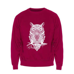 เสื้อสเวตเชิ้ตคอกลมสีเขียวอมฟ้าสำหรับผู้ชาย พิมพ์ลายนกฮูก ทรงปกติ สวมใส่สบายๆ สำหรับฤดูใบไม้ร่วง ผลิตจากผ้าฝ้าย 100% ดีไซน์ถักทอ พร้อมโลโก้ด้านหน้า - Product Image 2