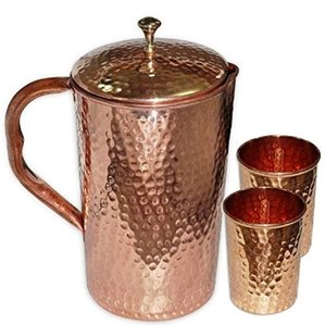 Premium Quality <b>Copper</b> <b>Bottle</b> Set Ayurvedic Indian Handmade Vintage Design Leak Proof Large Capacity for Home Office Use - Product Image 1