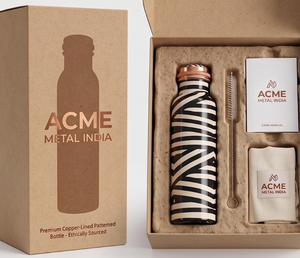 Botella de agua de cobre con estampado geométrico en blanco y negro de lujo, diseño minimalista, ecológica, ideal para la escuela, viajes y regalos. - Product Image 5