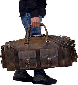 Sacs de voyage personnalisés de grande taille pour hommes, sac de voyage en cuir, sac de sport pour la nuit, sac de week-end, sac en cuir à poignée extensible - Product Image 1