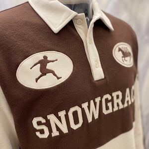 เสื้อรักบี้แขนยาว Snowgrace ปักโลโก้ คอปกพับได้ ทรงปกติ เสื้อผ้าสำหรับผู้ใหญ่แบบยูนิเซ็กส์ - Product Image 5