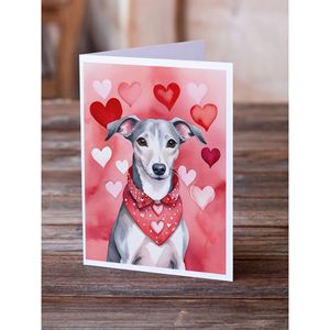Whippet My Valentine Tarjetas de felicitación Paquete de 8 Tarjetas de notas en blanco de tamaño A7 5x7 con sobres caprichosos - Product Image 2