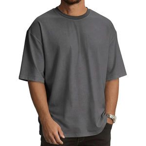 เสื้อยืดสตรีทแวร์พรีเมียมทรงดรอปไหล่ ผู้ชาย ไซส์ใหญ่ แขนสั้น ทรงหลวม สไตล์ลำลองทันสมัย เสื้อยืดทรงดรอปไหล่ - Product Image 4