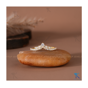 Minimalist Pavé Tiara Crown Nesting Band in Yellow Gold Stackable Ring for Women Elegant Design <b>Fine</b> Jewelry Perfect for Wedding - Product Image 1