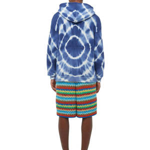 Sweat-shirt à capuche tie-dye bleu pour homme, manches longues, avec cordon de serrage, poche kangourou, style décontracté streetwear, logo personnalisé OEM ODM - Product Image 5