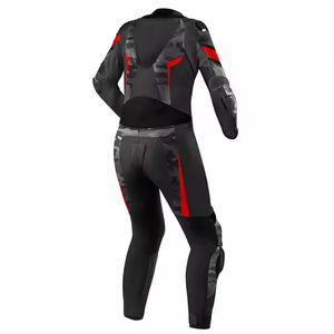 Combinaison de moto noire et rouge, deux pièces, en cuir de vachette, pour homme, avec design personnalisé imperméable, équipement de course. - Product Image 3