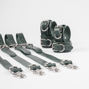 Fetish Style Genuine Leather Bed Restraints High Quality Harness Straps Custom Logo <b>Bondage</b> Cuffs RTTS-0131 - Product Image 6