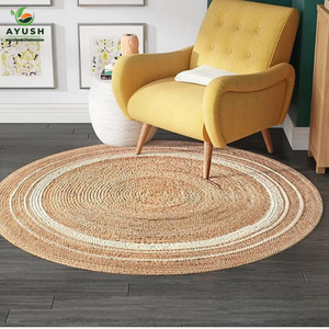 Alfombras Redondas Duraderas y Suaves de 155 cm para Interiores, Hechas de Algodón, Yute y Mezclilla, Ecológicas, Aptas para Mascotas, Alfombras Personalizadas para Uso Doméstico y Comercial - Product Image 1