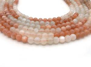 Perles de pierre de lune naturelle multicolores, lisses et rondes, pierres précieuses authentiques, brin complet, non traitées, perles de haute qualité - Product Image 4