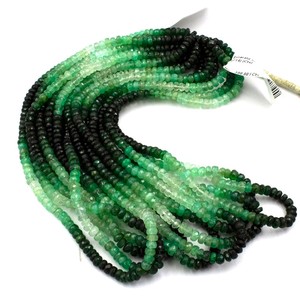 Cuentas facetadas de esmeralda zambiana natural en tonos degradados de 3 a 4 mm, cuentas sueltas de piedras preciosas para la fabricación de joyería, cuentas de esmeralda natural. - Product Image 1