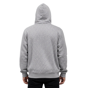 Sweat-shirt à capuche unisexe gris uni avec fermeture éclair, en molleton personnalisé, style streetwear décontracté, coupe oversize, poches avant, 100% coton - Product Image 5