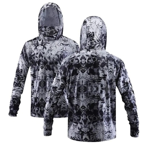 เสื้อเชิ้ตตกปลาแขนยาวลายพรางสำหรับผู้ชาย พร้อมหน้ากากป้องกันรังสียูวีและแสงแดด - Product Image 2
