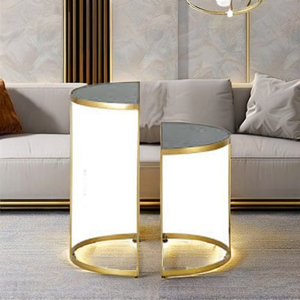 Table latérale en verre massif demi-lune, éléments latéraux en métal - Product Image 3