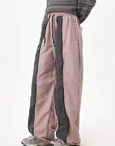Women's Custom Logo Sweat Trousers Oversized Baggy <b>Wide</b> <b>Leg</b> Track Pants Front Zip Opening Panels Mid Waist Casual Style <b>Jogger</b> - Product Image 2