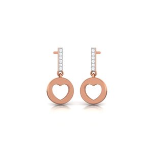 Pendientes circulares de plata con forma de corazón, pendientes con circonita cúbica pavimentada, joyería elegante de amor, regalo para mujeres, encanto romántico - Product Image 4