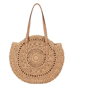 Sac messager rond en paille tressée pour femme, sac à bandoulière en rotin ajouré avec fermeture éclair, idéal pour la plage et les voyages - Product Image 6