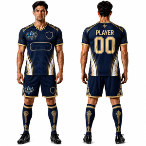 Uniformes de Fútbol Personalizados de Alta Calidad con Cuello en V, Transpirables, de Secado Rápido, con Diseño Gráfico de Rayos para Hombre - Product Image 1