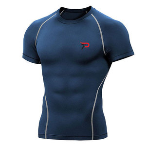 T-shirts de compression personnalisés à manches courtes, légers, respirants et écologiques pour hommes en Spandex/Polyester - Product Image 1