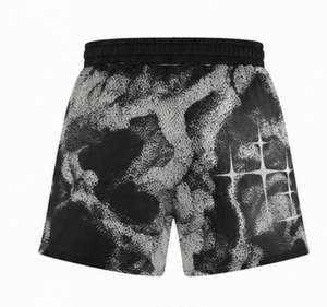 Conjunto deportivo de malla de poliéster estampado, camisetas de hombros caídos extragrandes con estampado personalizado y conjunto de pantalones cortos extragrandes para hombre - Product Image 5