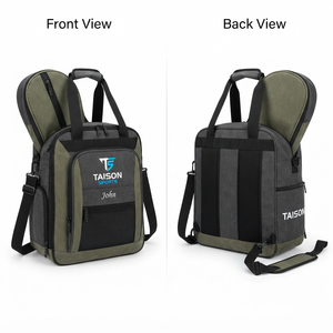 Bolsa de Bádminton Premium de Poliéster Oxford 600D 320 GSM con Logotipo Personalizado por Transferencia Térmica, Panel Negro Oliva - Product Image 1