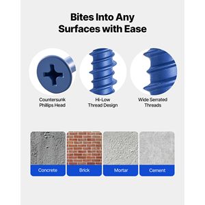 100 PZ Viti per Calcestruzzo da 3/16 Pollici, 5 Lunghezze Diverse, Testa Phillips, Viti per Muratura, Punte da Trapano in Acciaio al Carbonio Blu, Ancoraggi per Calcestruzzo - Product Image 3