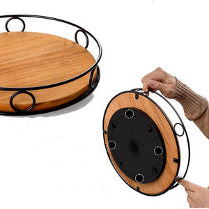 Bandeja de Servir de Madera Aaliyan Impex AI-WT-66 con Borde Metálico, Organizador Multifuncional para Especias, Esenciales de Cocina, Estilo Moderno Rústico - Product Image 3
