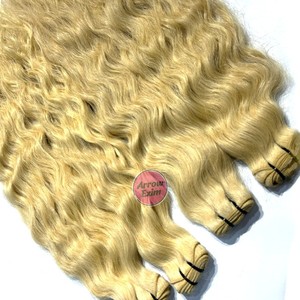 613 Bundles de Cheveux Humains Indiens Bouclés Remy Blond Platine 100 Grammes - Product Image 5