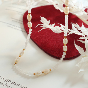 Collar <span class=keywords><strong>de</strong></span> Perlas Naturales <span class=keywords><strong>de</strong></span> Agua Dulce Hechas a Mano D791, Collar <span class=keywords><strong>de</strong></span> Cuentas Chapadas en Oro <span class=keywords><strong>de</strong></span> 18k, Gargantilla <span class=keywords><strong>de</strong></span> Cuentas para Mujer - Product Image 3