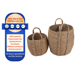 Panier en jonc de mer avec couvercles en osier pour la décoration intérieure, grand panier en jonc de mer, paniers de rangement en jonc de mer naturel, paniers en paille - Product Image 3